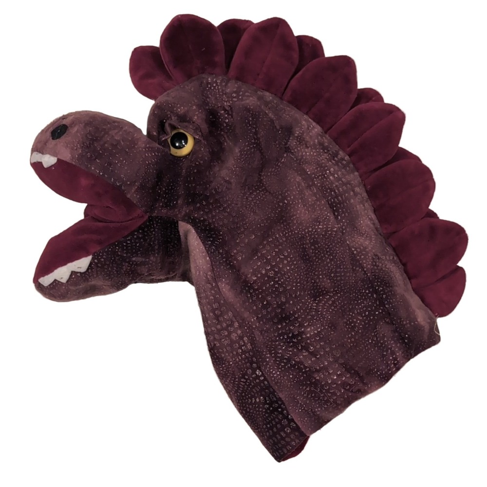 Manhattan Toy Stegosaurus Dinosaur Hand Puppet 1984 Retired Plush Maroon